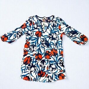 J. CREW Red and Blue Graphic Tunic